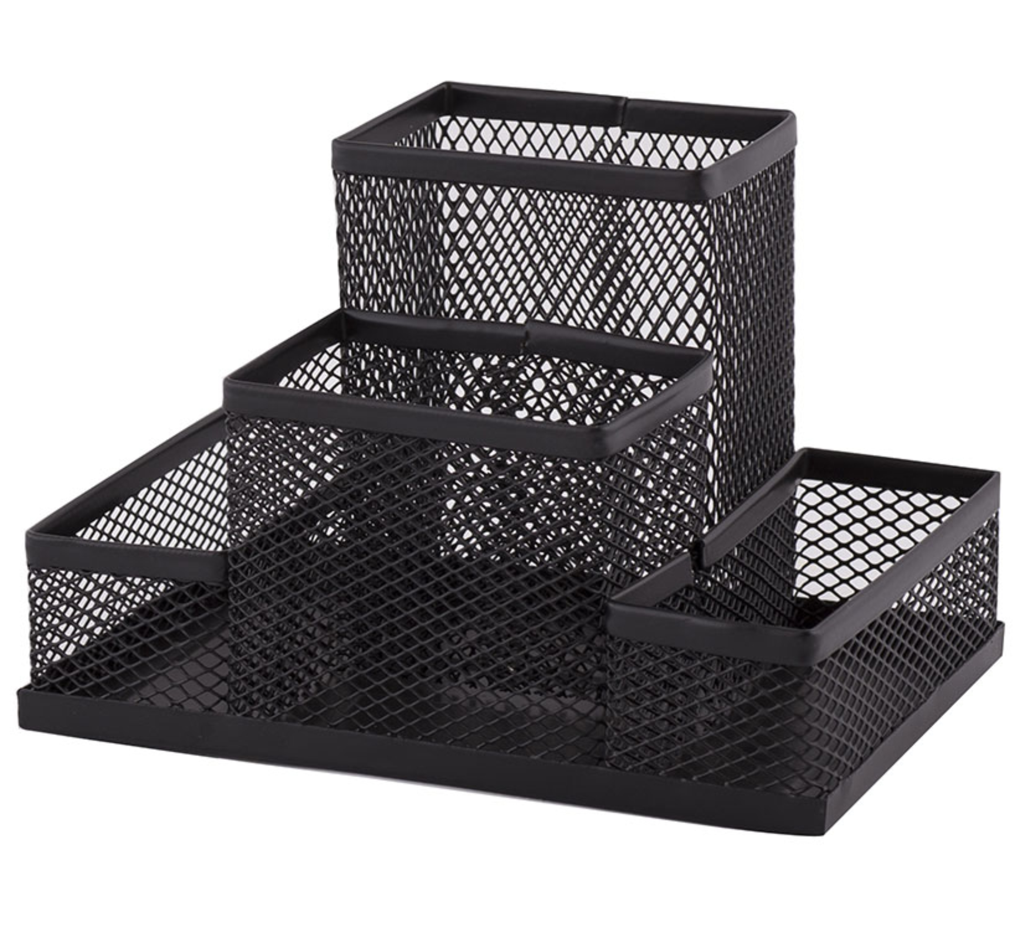 Przybornik na biurko siatka 4 komory czarny | eazbiuro.pl | Zamów rozsądnie!