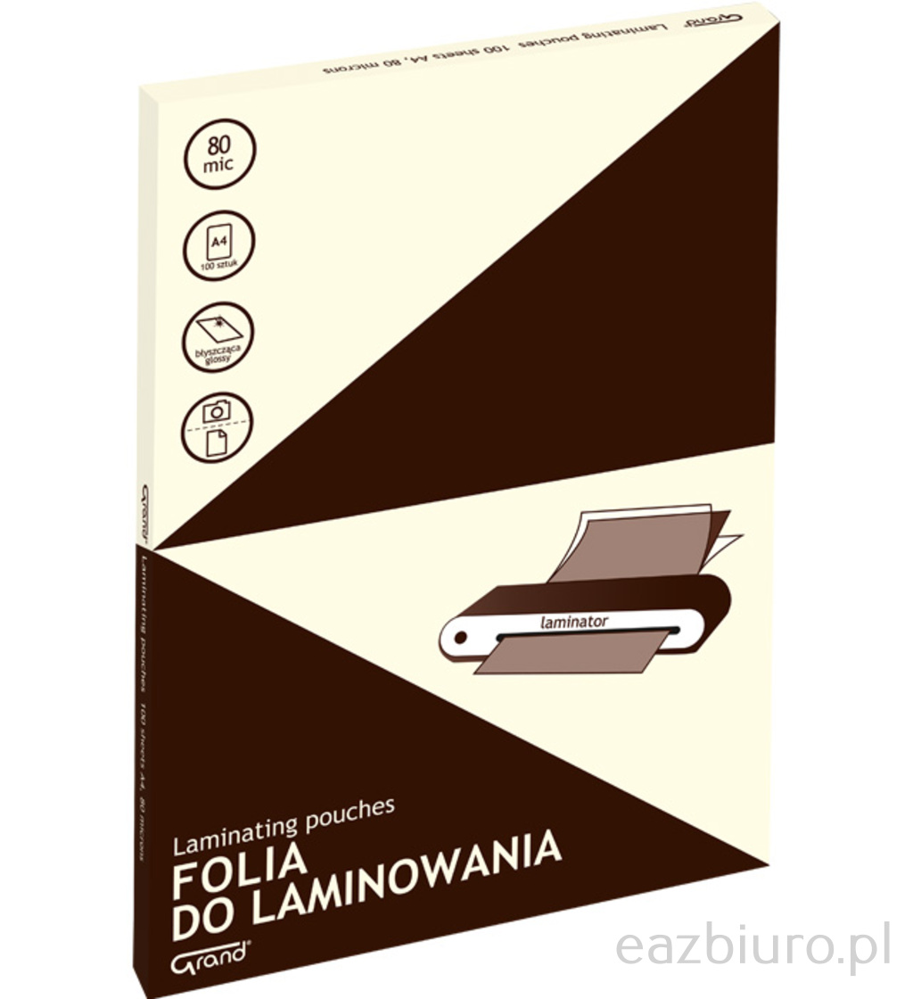 Folia do laminowania Grand A4 80 mic zestaw 100 arkuszy | eazbiuro.pl | Wybierz mądrze!