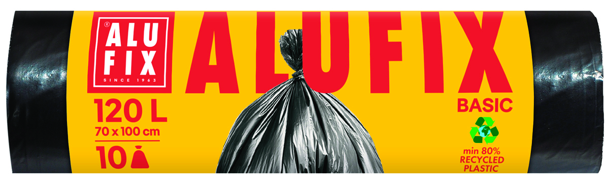 Worki na śmieci ALUFIX Economy, HDPE, 120l, 10 szt., czarne Worki na śmieci ALUFIX Economy, HDPE, 120l, 10 szt., czarne