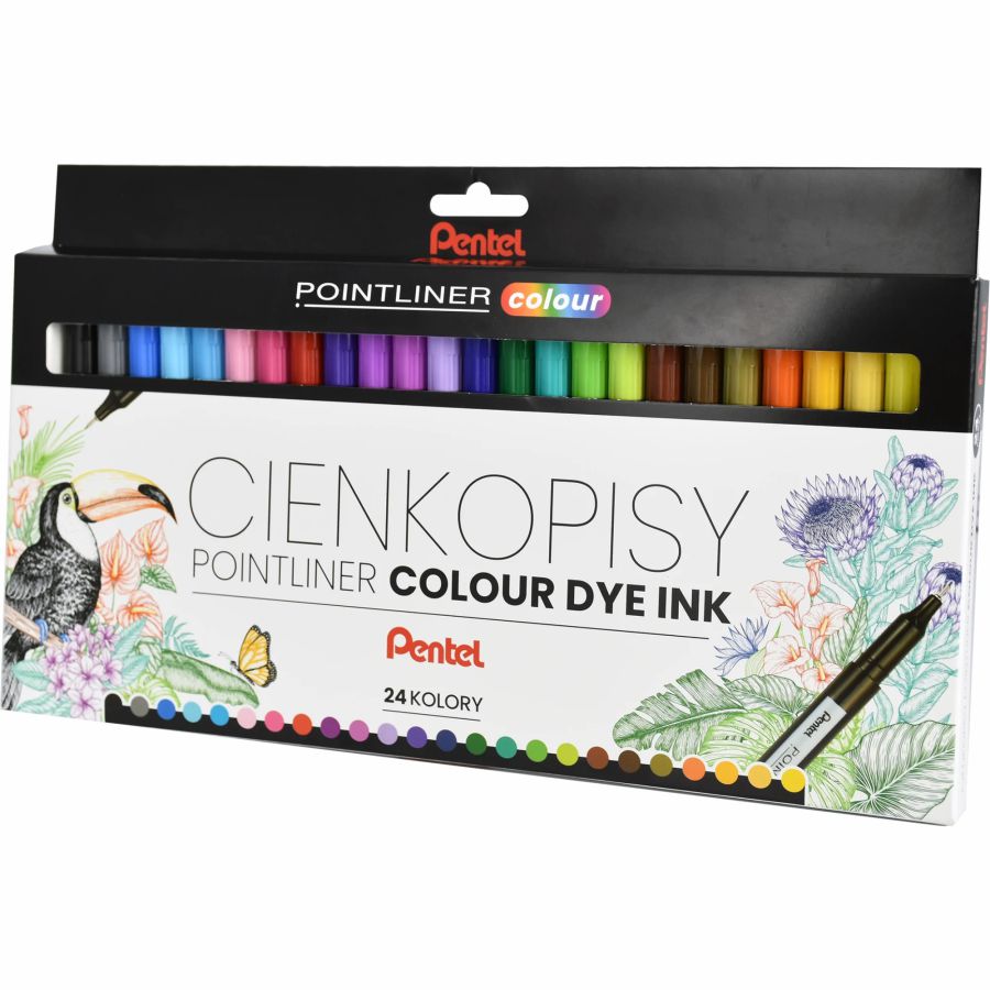 Zestaw cienkopisów Pointliner colour Pentel 24 kolory Zestaw cienkopisów Pointliner colour Pentel 24 kolory