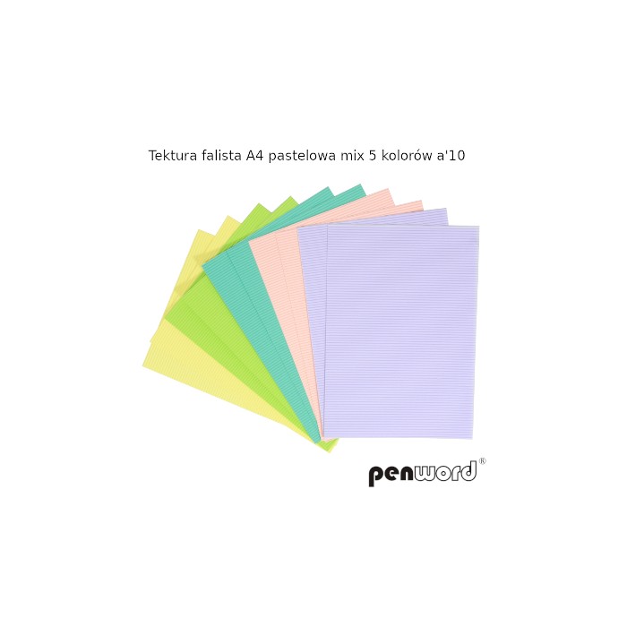 Tektura falista A4 pastelowa mix 5 kolorów a'10