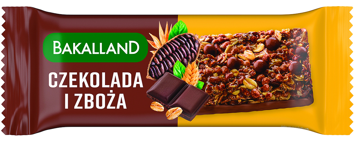 Baton zbożowy BAKALLAND, czekolada i zboża, 40g