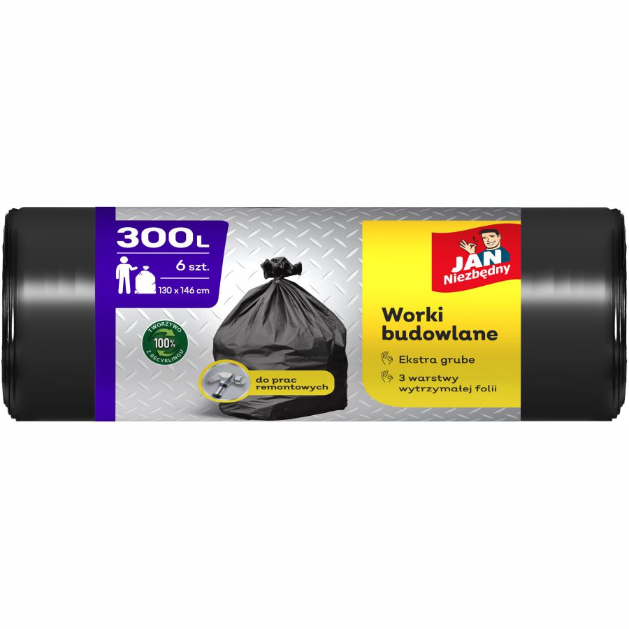 Worki ld budowlane czarne Jan Niezbędny 300l 6 szt.