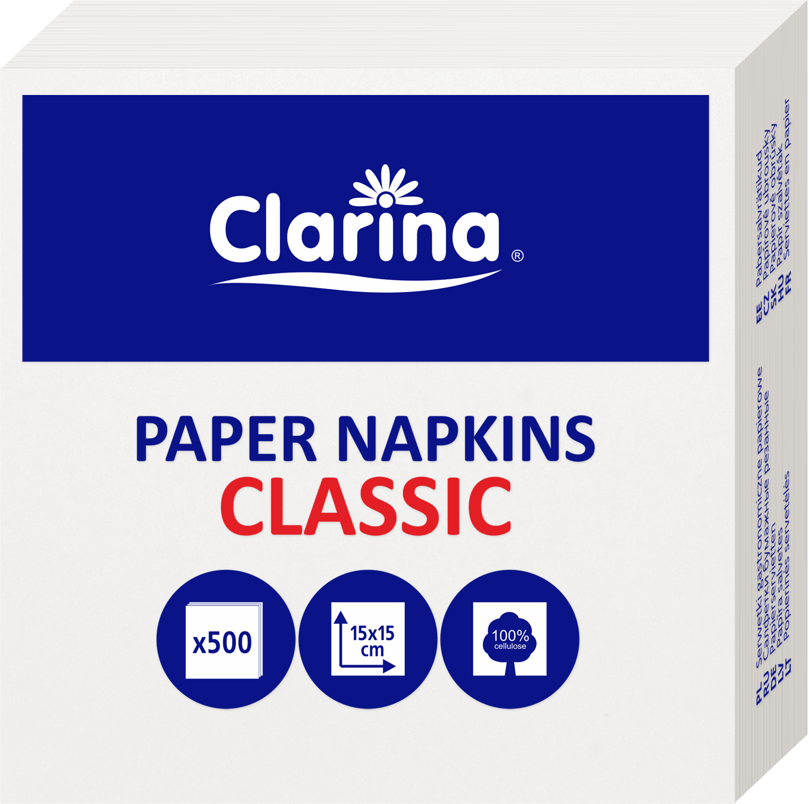 Serwetki gastronomiczne cięte Clarina 1-warstwowe 15x15 500 szt.