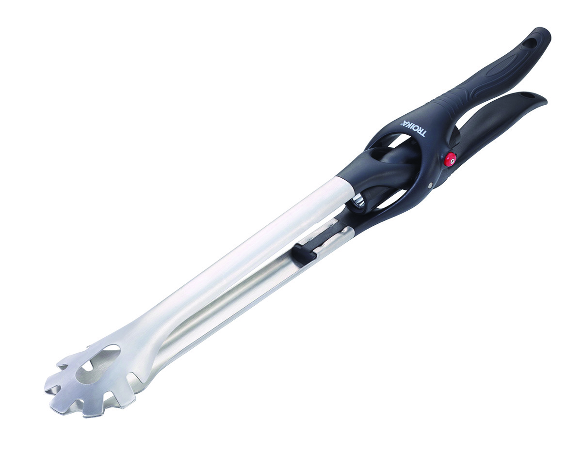 Szczypce do grilla TROIKA BBQ + LIGHT, z latarką LED, czarne