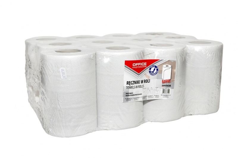 Ręczniki w roli makulaturowe Office Products mini, 2-warstwowe, 50m, 12 sztuk, białe Ręczniki w roli makulaturowe Office Products mini, 2-warstwowe, 50m, 12 sztuk, białe