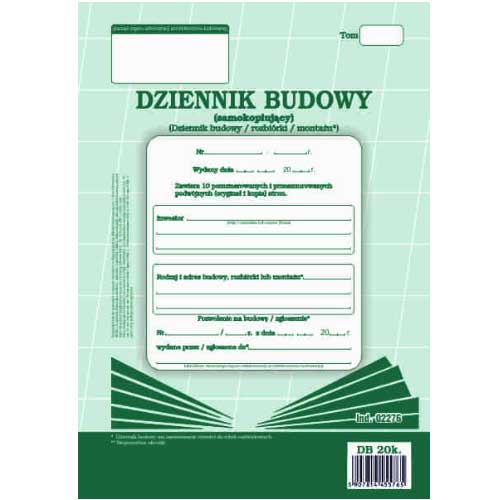 Druk dziennik budowy A4 20 kartek samokopiujący | eazbiuro.pl | Zamów taniej!