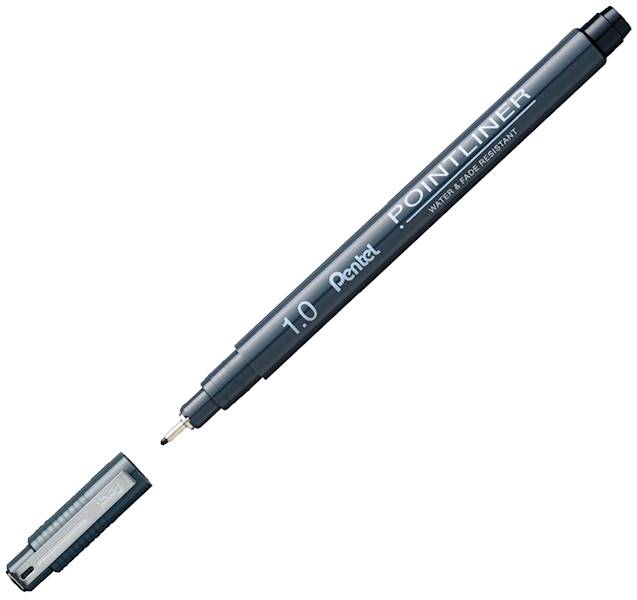 Cienkopis kalibrowany Pentel pointliner 1,0 mm czarny | eazbiuro.pl | Kup w promocji!