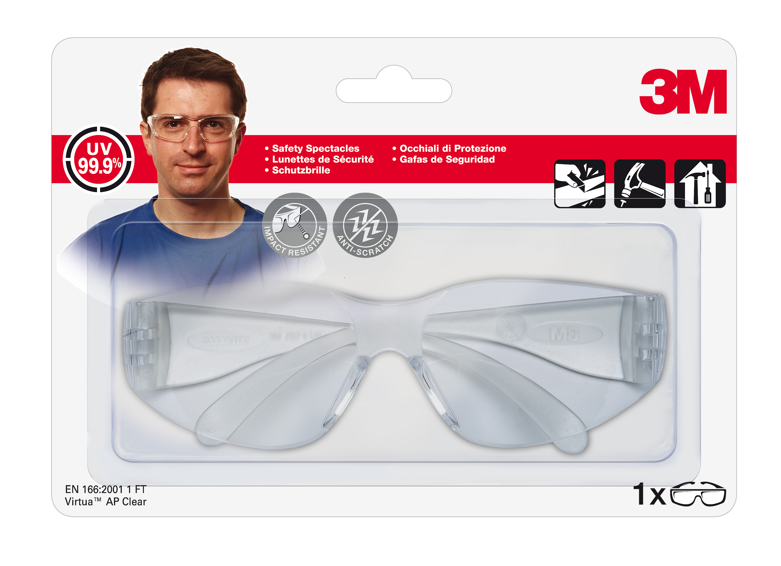Okulary ochronne 3m virtua™ ap clear, transparentne