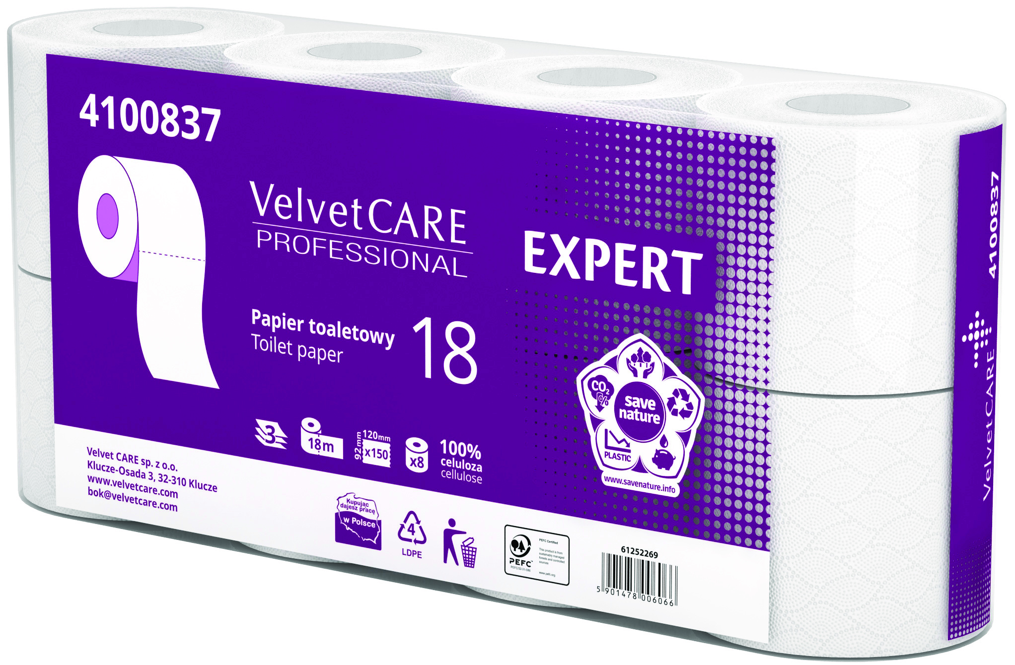 Papier toaletowy Velvet Care Professional Expert 3-warstwowy 8 rolek