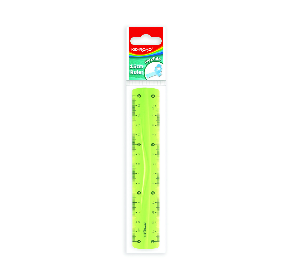 Linijka Keyroad, 15cm, elastyczna, zawieszka, zielona