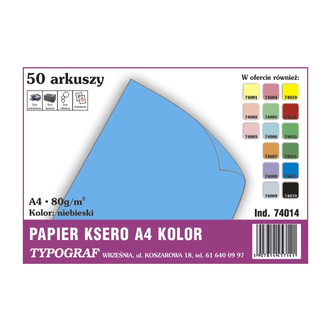 Papier ksero A4 niebieski 80g/50ark