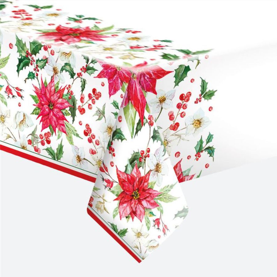Obrus papierowy Gwiazda Betlejemska Poinsettia 1 szt. 120 x 180 48 [g/m2] POLMAK