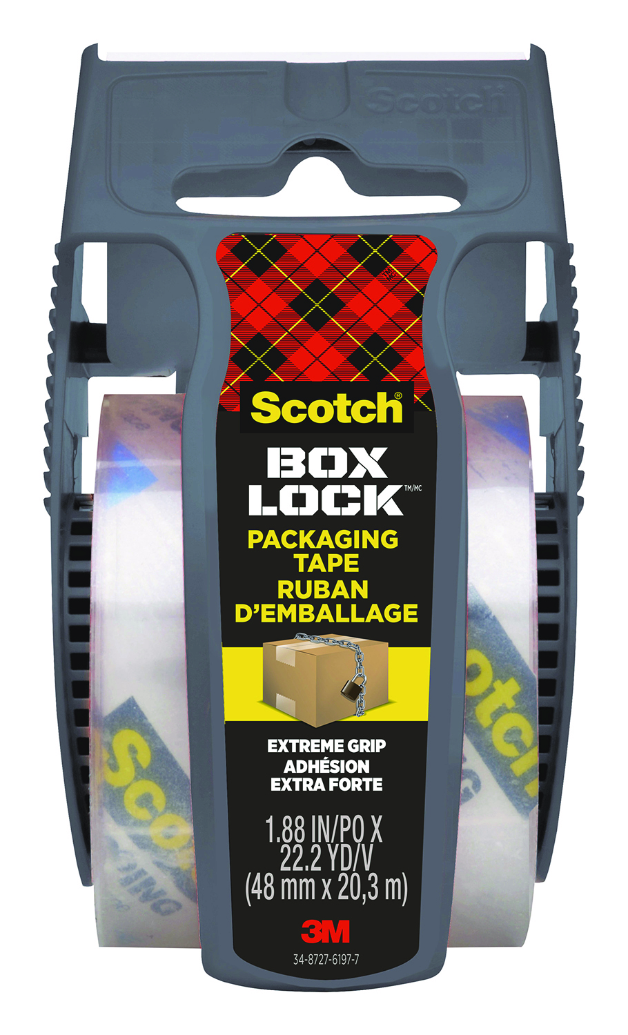 Taśma pakowa Scotch®box lock, z podajnikiem, 48mm x 20.3m, 1szt., transparentna