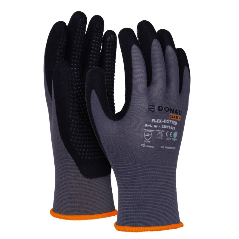 Rękawice Donau Safety Flex Dotted rozmiar 7 szare Rękawice Donau Safety Flex Dotted rozmiar 7 szare