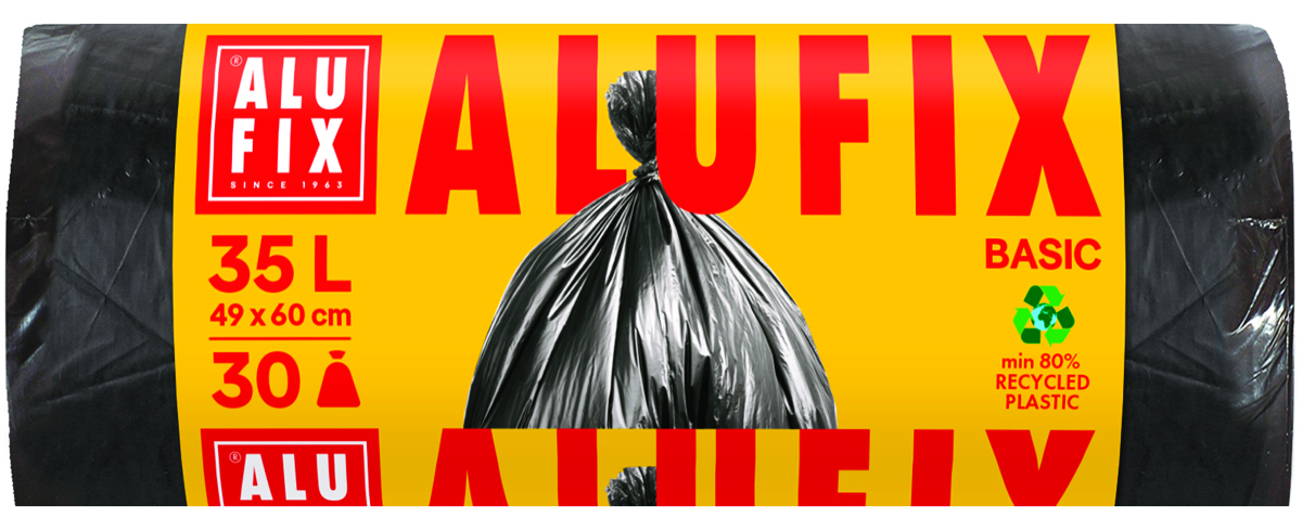 Worki na śmieci ALUFIX Economy, HDPE, 35l, 30 szt., czarna Worki na śmieci ALUFIX Economy, HDPE, 35l, 30 szt., czarna