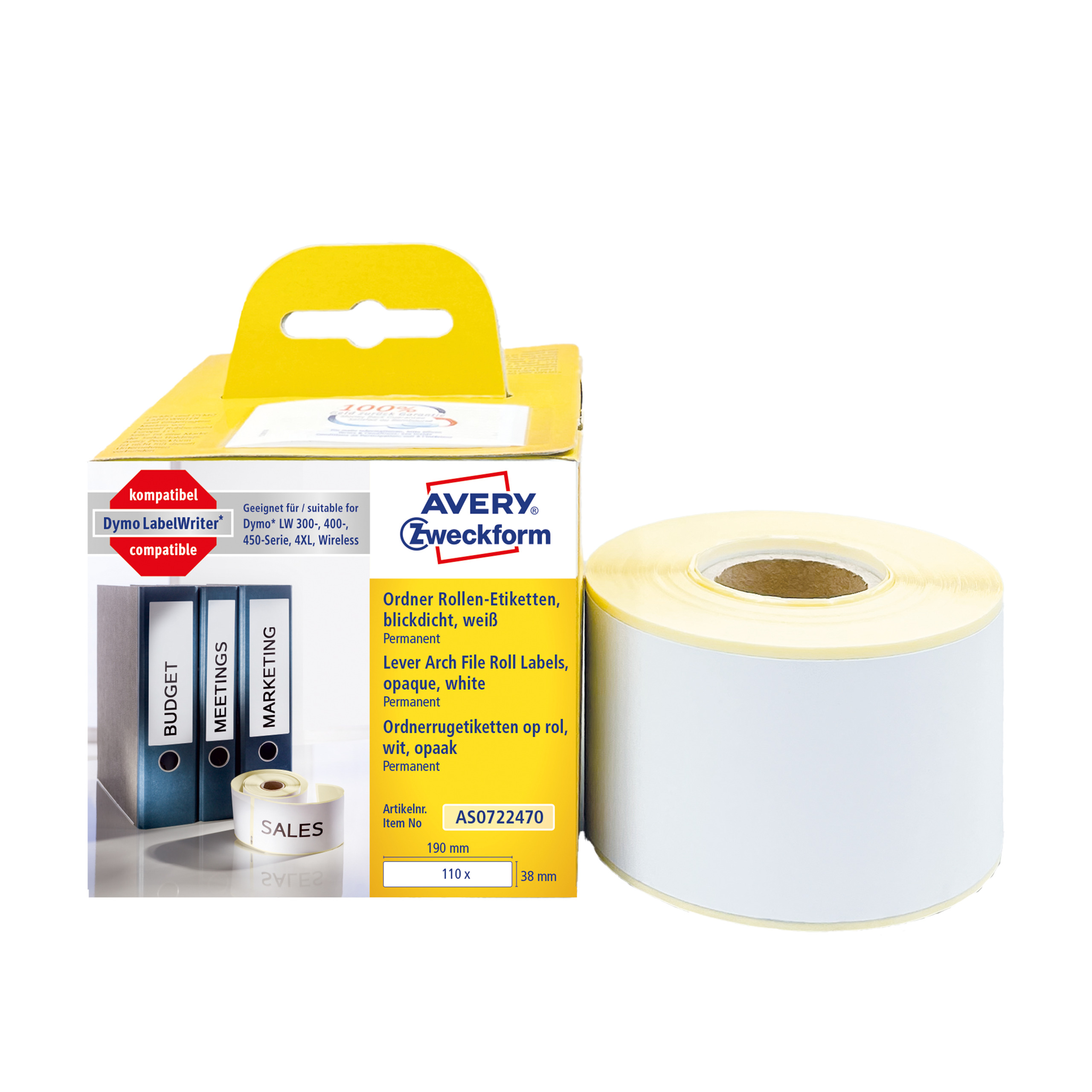 Etykiety Avery Zweckform zf-as0722470 38x190 na segregator do termodruku