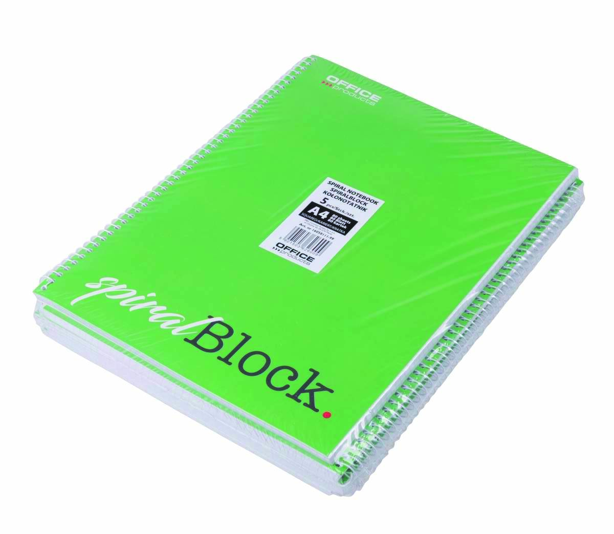 Kołonotatnik Office Products, A4, w kratkę, 80 kartek, 70g/m2