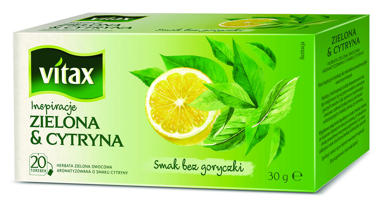 Herbata Vitax inspirations, zielona z cytryną, 20 torebek
