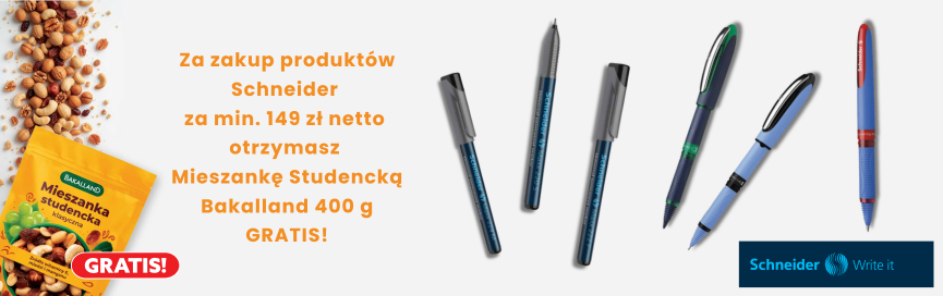 Gazetka promocyjna OSAA 03-04.2025 – pióra kulkowe i foliopisy Schneider w promocyjnych cenach