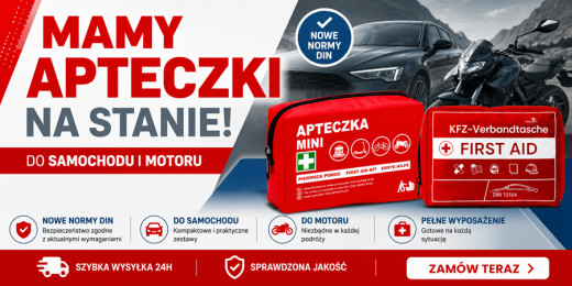 Apteczki samochodowe i motocyklowe zgodne z nowymi normami DIN
