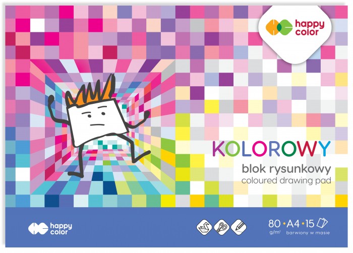 Blok Rysunkowy Kolorowy A4 80g/m2 15 arkuszy Happy Color
