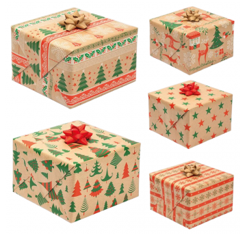 Papier ozdobny świąteczny Kraft 200x70 – dekoracyjny akcent prezentowy