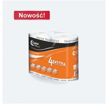 Papier toaletowy Luna Extra Soft Long – 4 rolki, celuloza 3-warstwowa