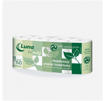 Papier toaletowy Luna Friendly – ekologiczny, 8 rolek, 2-warstwowy